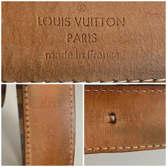 Louis Vuitton Damier Ebene Coated Canvas Ellipse Gold Buckle Belt 95/38 - Picture 7 of 13